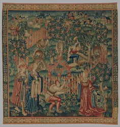 Leñadores trabajando en un parque de ciervos, c.1515-35